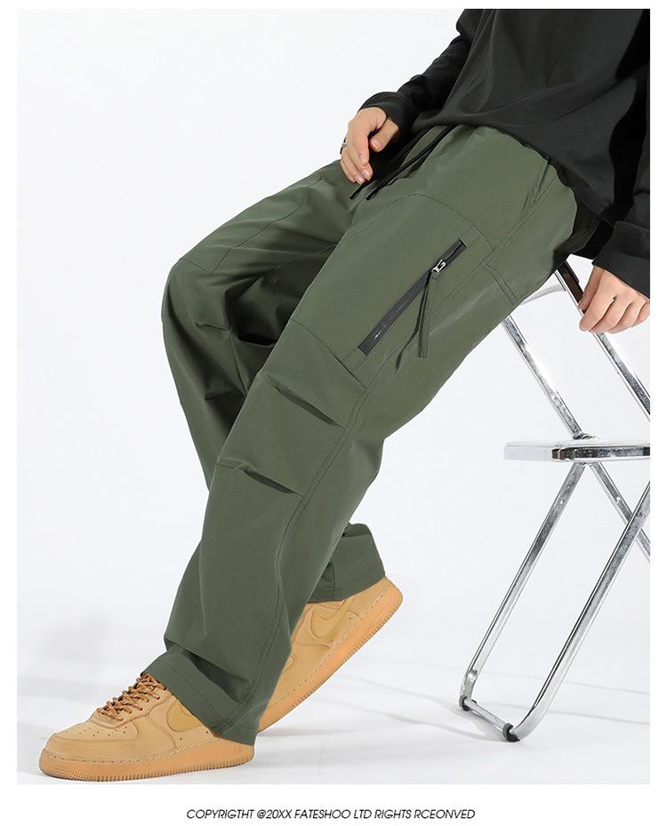 2024 Men's Trendy High Street Cargo Pants: Spring/Autumn, Handsome Loose Fit, Waterproof for Outdoor and Mountaineering