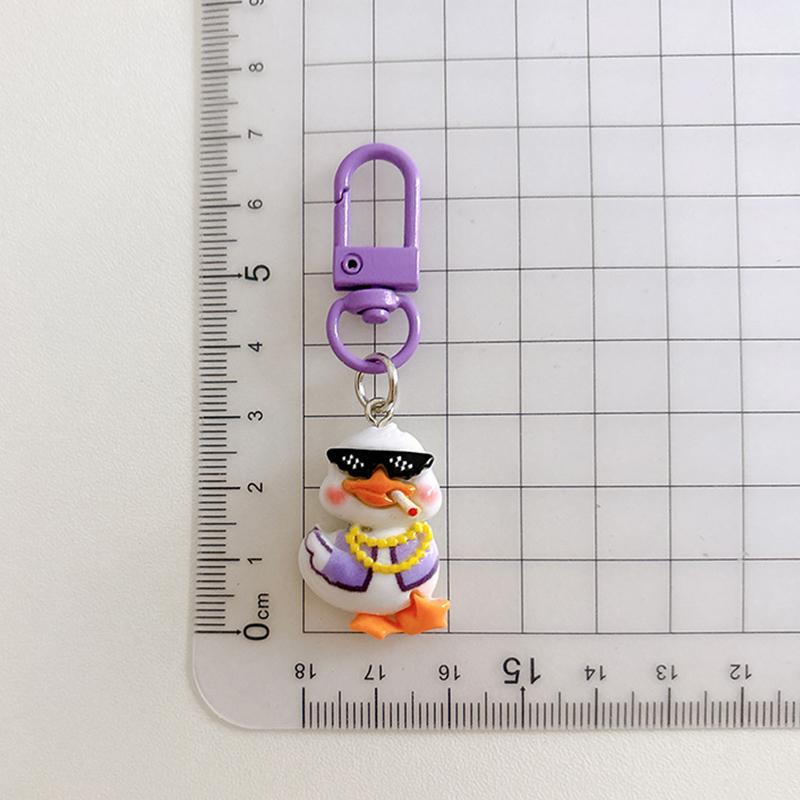 3Pcs Creative Resin Duck Keychain Pendant Car Key Ring Cartoon Cute Keychain Novelty Backpack Decoration Accessories Gifts