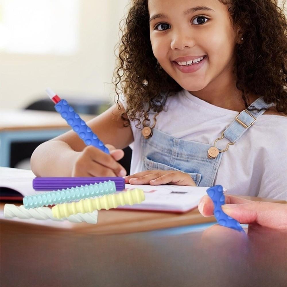 4 pcs Textured Handwriting Pen Cover Silicone Pencil Sleeves Relax Pencil Grips Handwriting