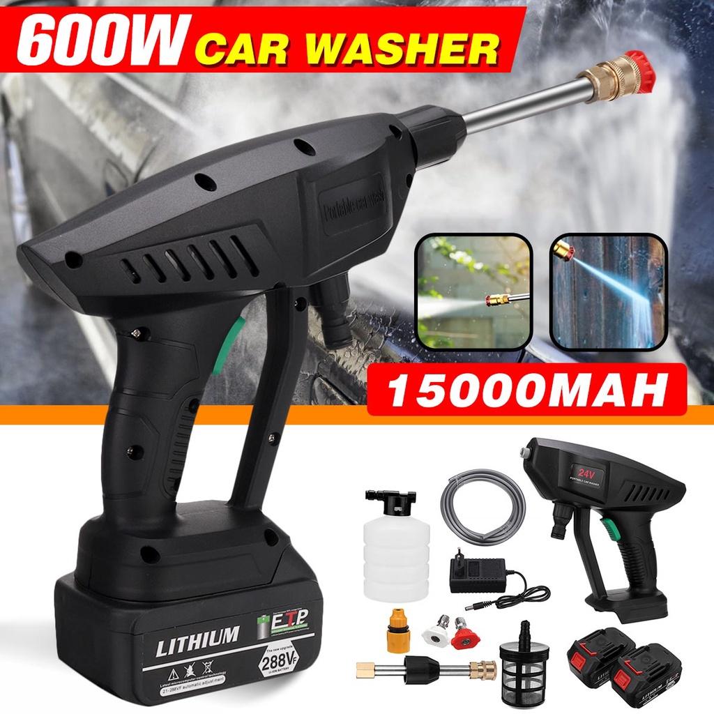 Cordless Electric Car Washer Machine Kit Portable High Pressure Battery Washing Auto Spray Garden Tool 24V 600W