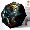 1pc Lion's Cosmic Journey Fully Automatic Folding Portable Umbrella, 8 Iron Frames, Three-Fold Design, Suitable for All Seasons, Suitable for Out