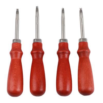 4 Stück Lederkantenbearbeiter Professionelles Trimmen Arbeitsset mit Holzgriff für DIY Handwerk Leder