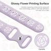 Bracelet pour Apple Watch Series Ultra 2/3, 11, 10, 9 8 SE 7 6 5 4 3 2 1 46mm-45mm-44mm-42mm-49mm Silicone Motif Floral Lavande