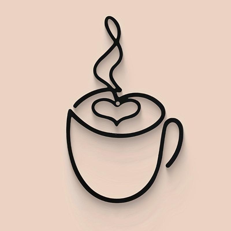 Creative Coffee Theme Wall Hanging Decors Metal Wire Wall Art Ornament Coffee Shop Decoration Home Interior Accessories