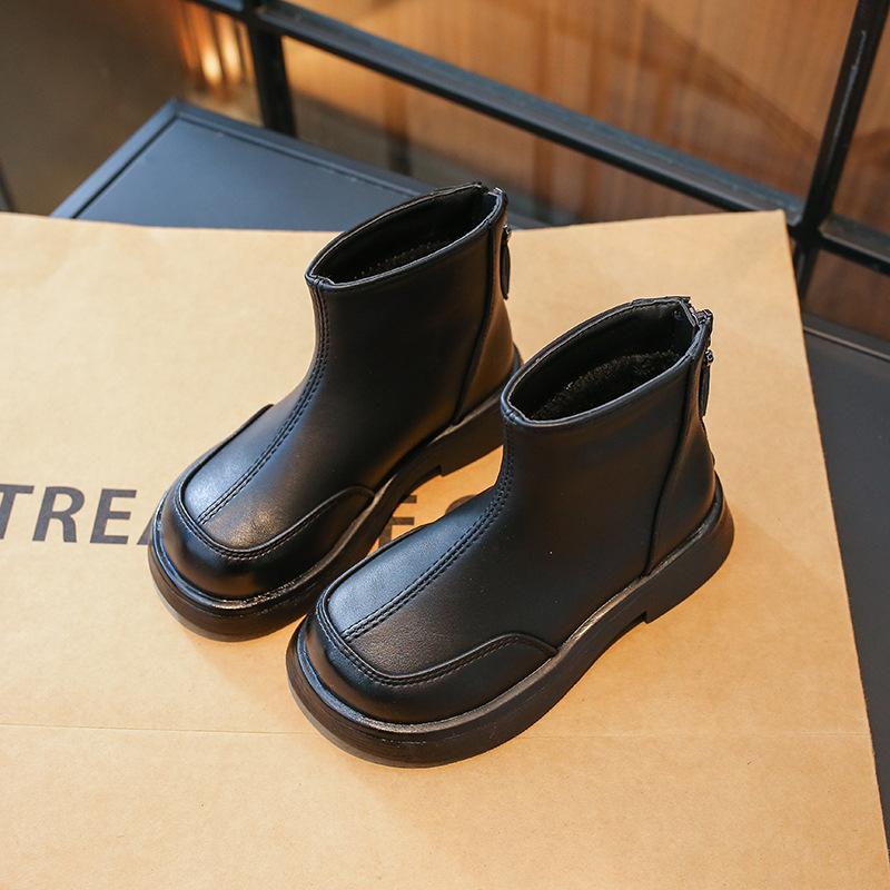 Girls boots children's short boots new autumn leather boots princess catwalk girls shoes soft-soled baby leather shoes