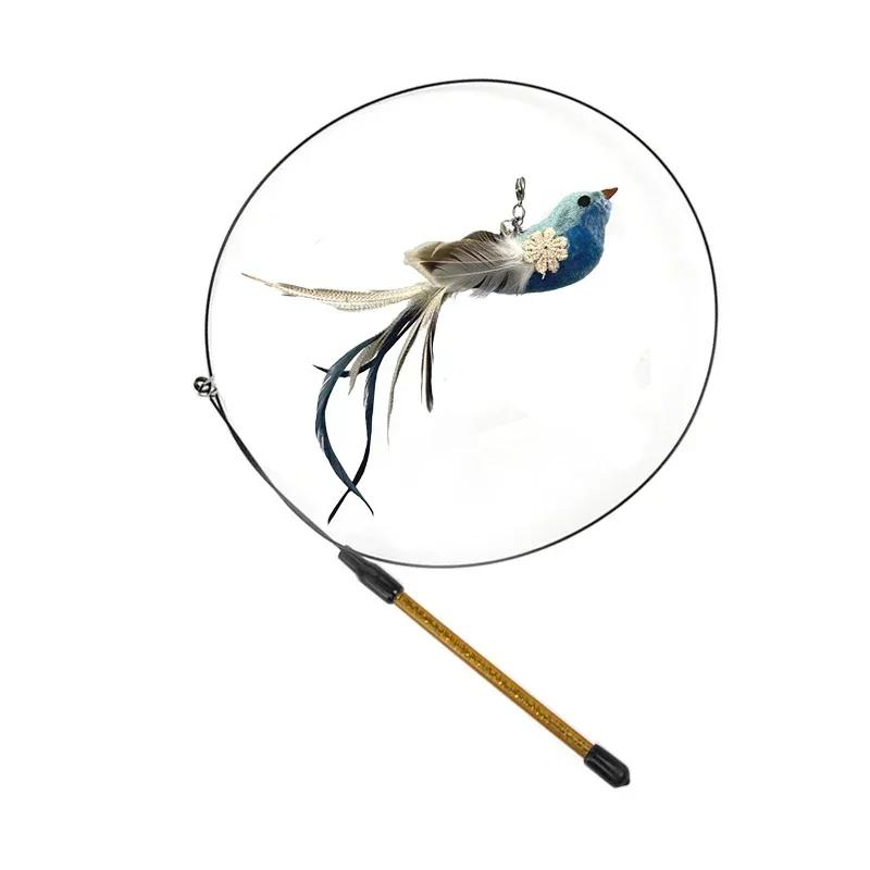 Simulation Bird Cat Toys Funny Interactive Peacock with Bell Cat Stick Toy for Kitten Playing Teaser Wand Toys Pet Cats Supplies