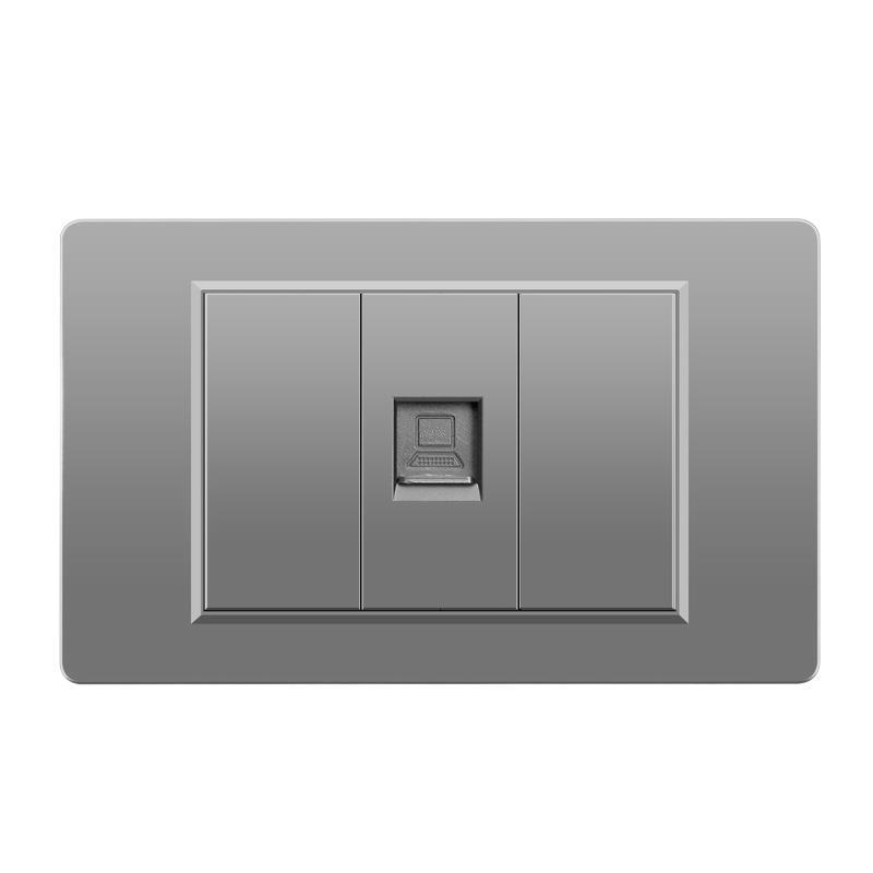 118 Type Switch Six-Hole Gray Wall Socket with Type-C 20W, Thai Style & PC Panel, Taiwan Socket
