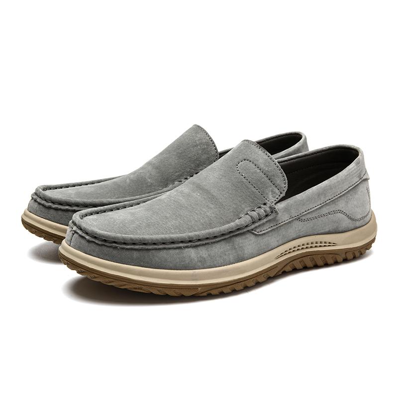 

Мода 2025 Новая мужская обувь для ходьбы Кожаные лоферы светлого цвета Мужские дышащие универсальные балетки Мужская повседневная обувь Слипоны для вождения Мужская 44 серый