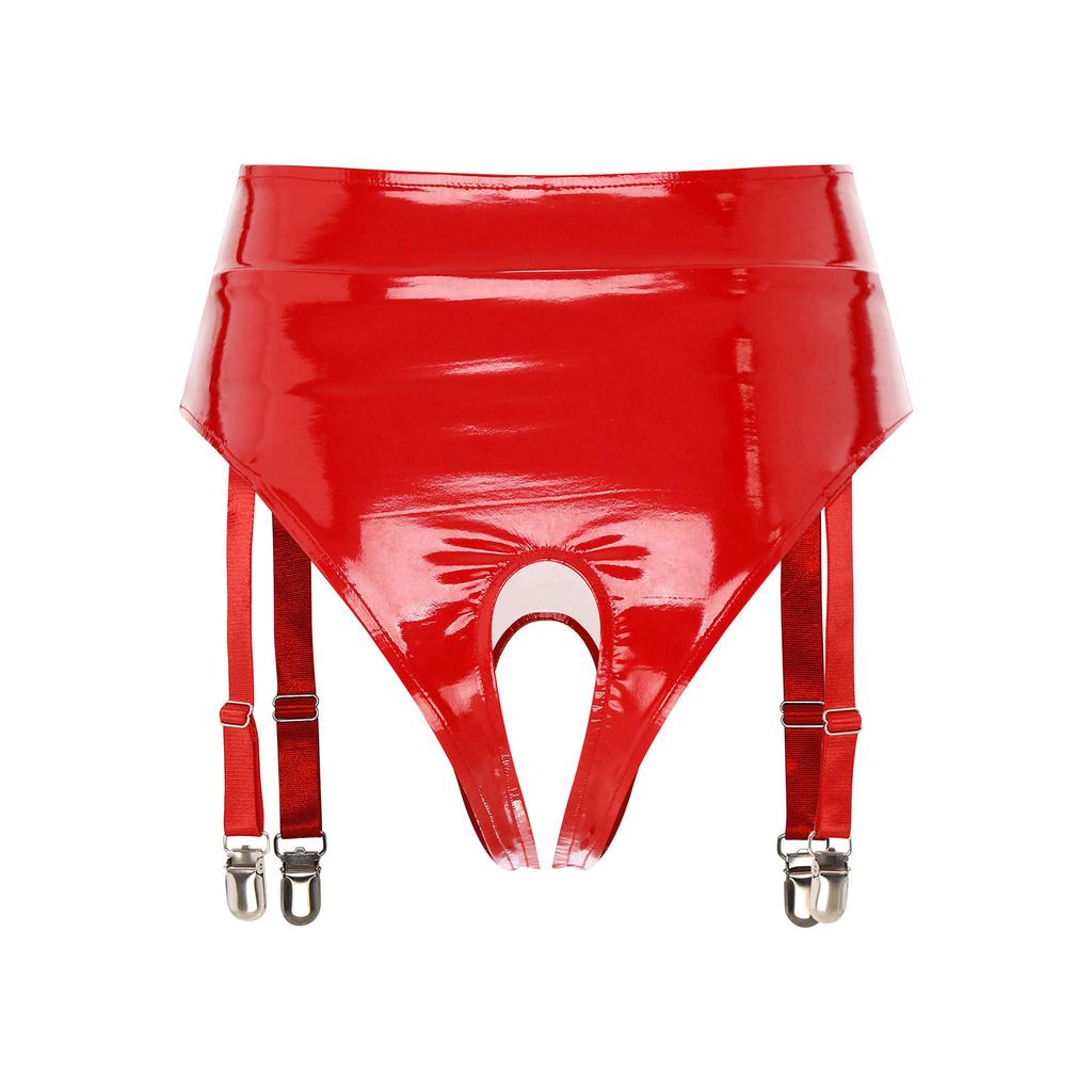 Calcinha feminina de cintura alta, liga metálica, estilo rave, para festival, clube, pole dance