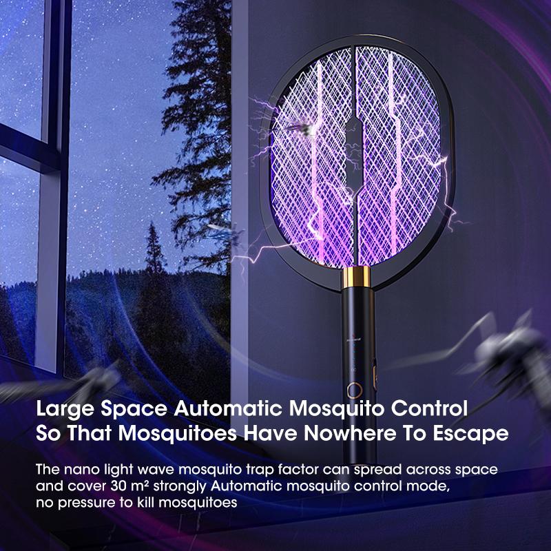 Upgraded Electric Mosquito Swatter TYPE-C Rechargeable With Purple Killer Lamp 3000V Mosquito Racket for House Hold Bedroom