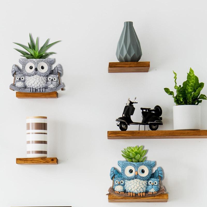 Owl Hanging Planters - Resin Decorative Piece for Hanging Flower Pots (Cat Head Owl)