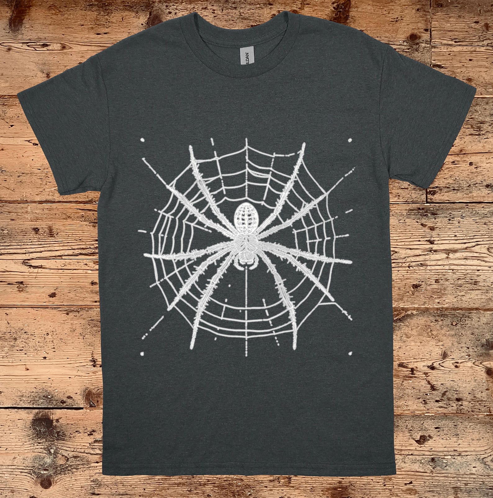 Vintage Spider Web T-Shirt, Gothic Arachnid Graphic, Cotton Unisex Tee 4XL