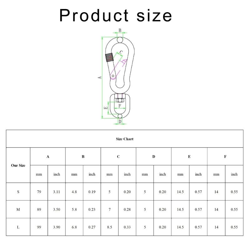 Stainless Steel Hook with Swivels for Dog Collar Carabiner with Swivels Joint Bolted Carabiner for Pet Leashes/Camping T