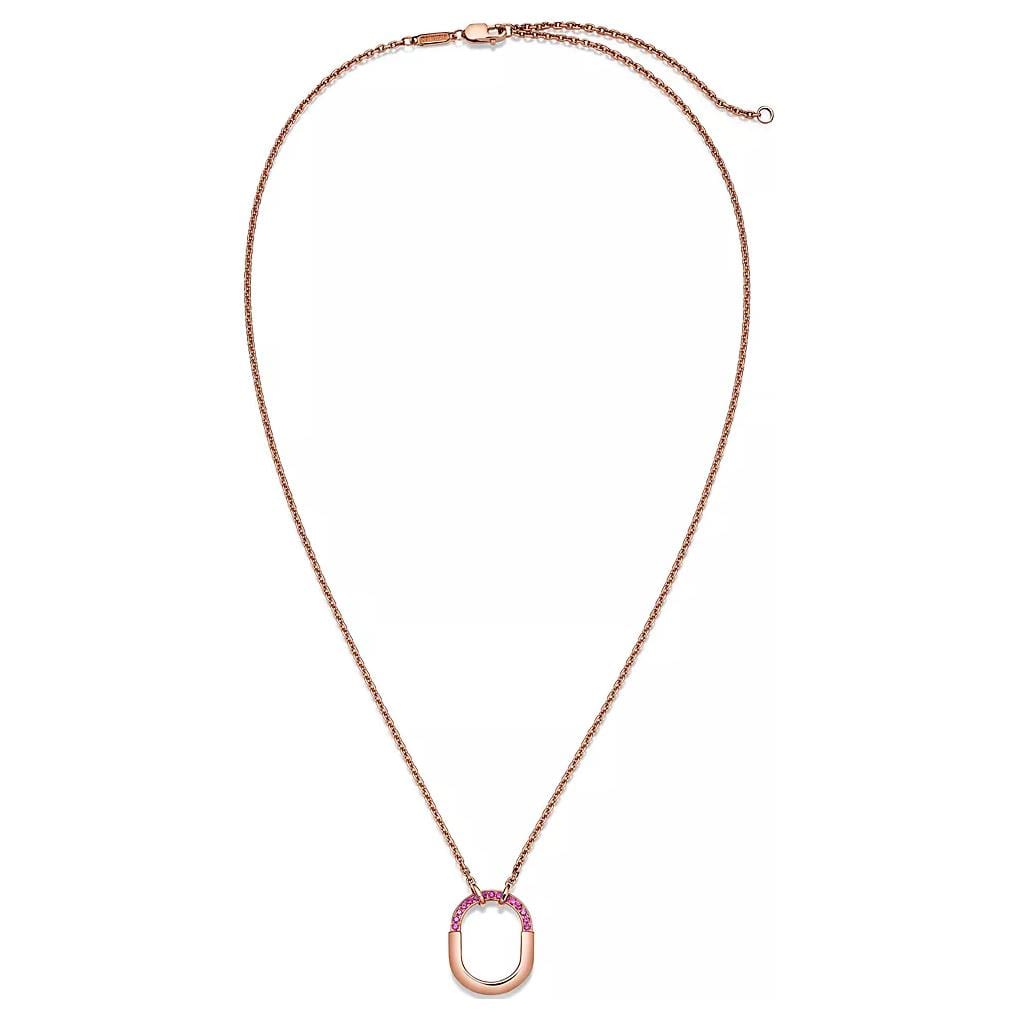 TIFFANY & CO. Lock Sapphire Necklaces Women's Rose Gold 75013825