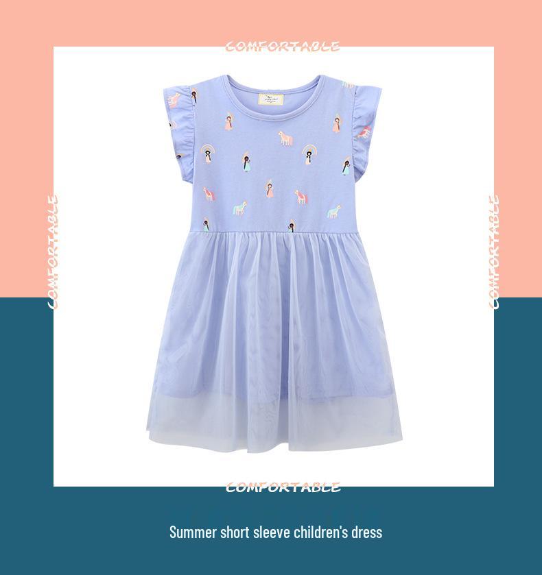 Jump Girls' Mesh Dress - 2026 Spring/Summer New Arrival, Short Sleeve