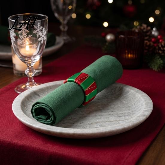 Holiday Table Decor 6Pcs Christmas Napkin Rings Red And Green Decorative Holders Festive Rings for Reusable Bands Dinner Decoration Hotel Banquet