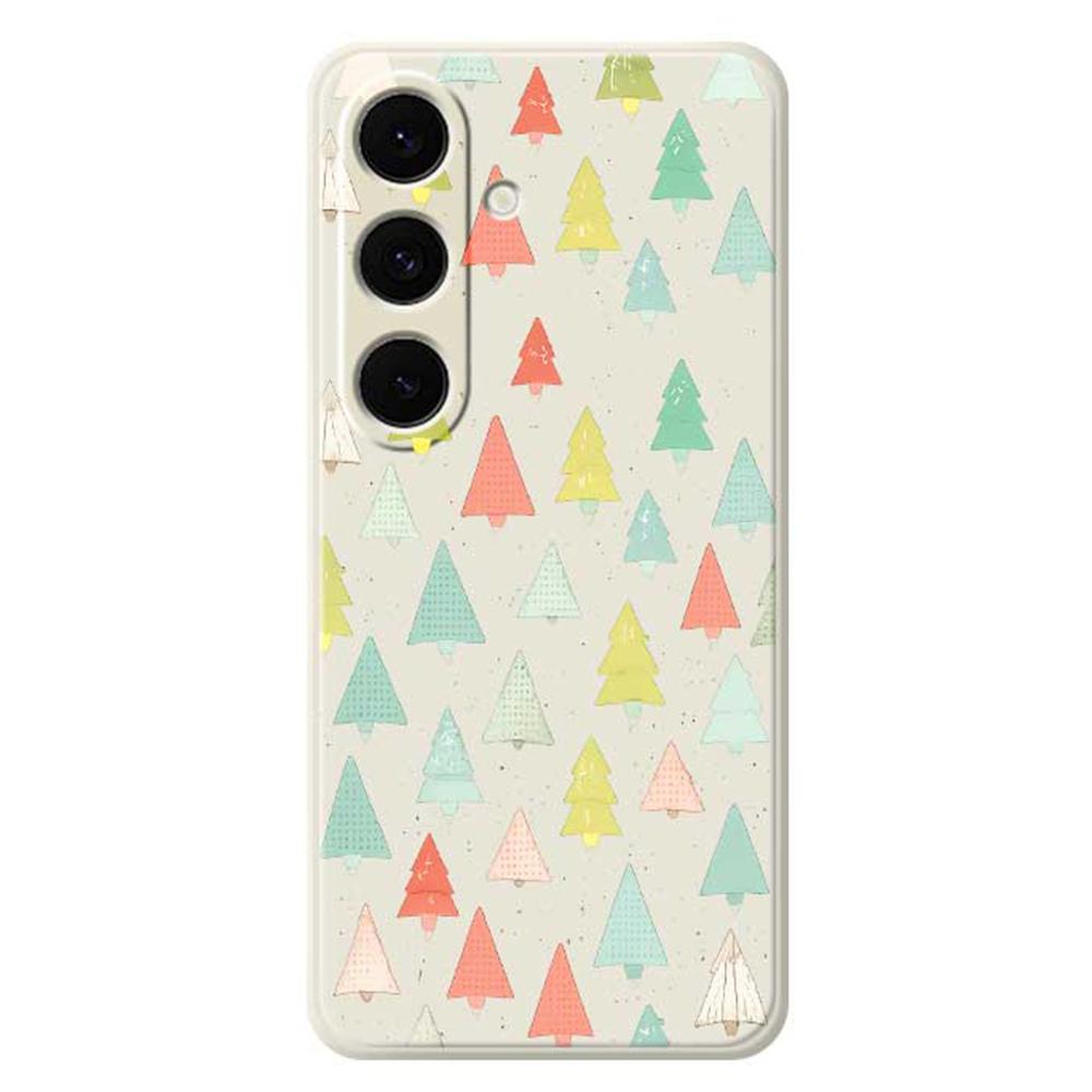For Samsung Galaxy S24 FE Case Colorful Trees Pattern Printing Straight Edge TPU Phone Back Cover