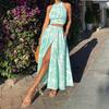 Spot Women's Clothing Hot-selling Vacation Style Print Tube Top Skirt Set Two-piece Set