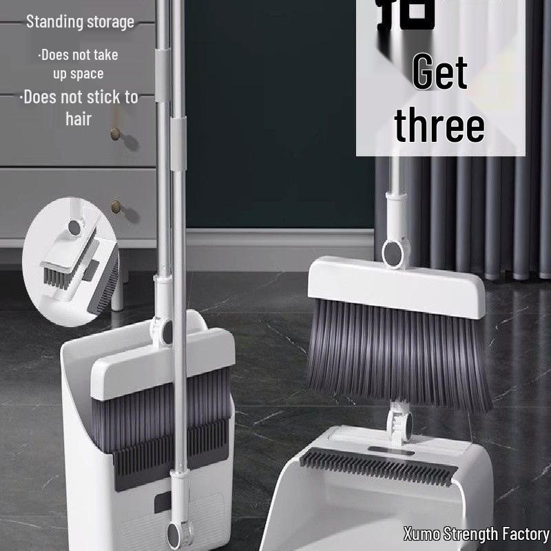 Magnetic Folding Broom & Dustpan Set for Efficient Floor Cleaning
