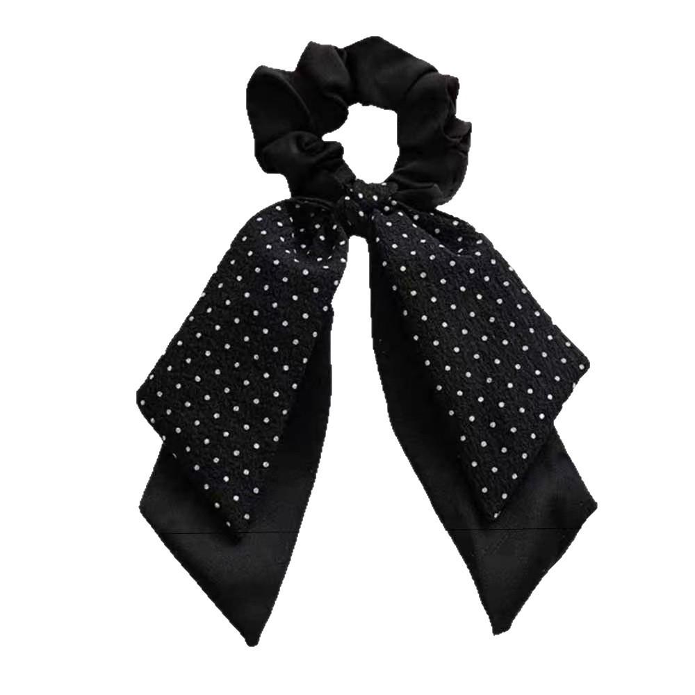 Korean Polka Dot Double Layer Scrunchie Bow Ponytail Tie Headband Hair Accessory