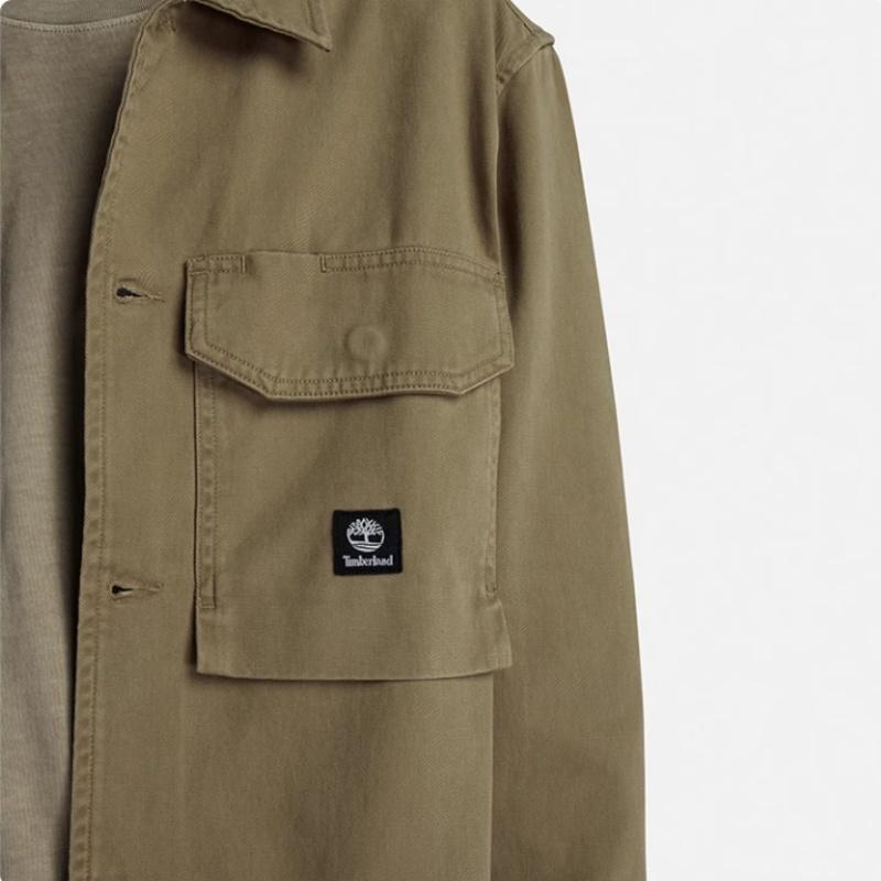 Timberland SS24 Casual Loose Comfortable Jacket Style Long Sleeve Shirt Men shirts Army-Green A42K5-A58