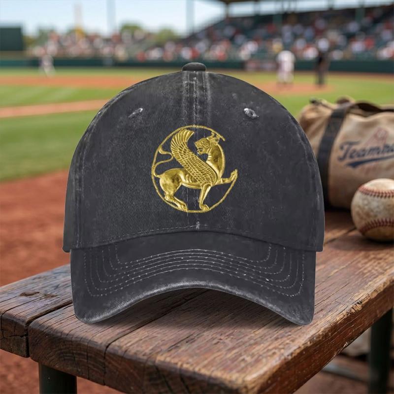 Persian Winged Lion Washed Baseball Cap Adjustable Buckle Lightweight Breathable Unisex Daily Commuting Travel Gift