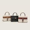Trend Design Women's Small Square Box Bag  Fashion Canvas Patchwork Leather Double Zipper Crossbody Single Bag High Quality
