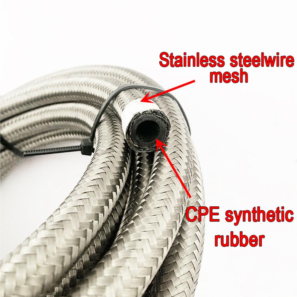 AN4 AN6 AN8 AB10 Fuel Hose Oil Gas Cooler Hose Line Pipe Tube Stainless Steel and Nylon Braided Inside CPE Rubber 1-5M FUEL HOSE