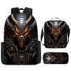 2026 Cross Border New Mechanical Wind Backpack Three Piece Set for Students, Large Capacity Backpack, Ice Bag, Pen Bag