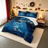 3 Piece Bedding Set with Duvet Cover and 2 Pillowcases - Sergio Aguero Manchester City 10 Blue Splash Print - Soccer Decor