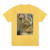 Subway Cat Meme T-shirt Gen Z Joke Stupid Brainrot Cat Lover Gift T-shirts Funny Kitty Cool Cotton Short Sleeve T-Shirts Unisex