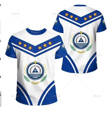 Fashion Women's T-Shirt Recomof Cabo Verde Flag Map 3D Printed T-Shirt Badge Graphic T-Shirt Men