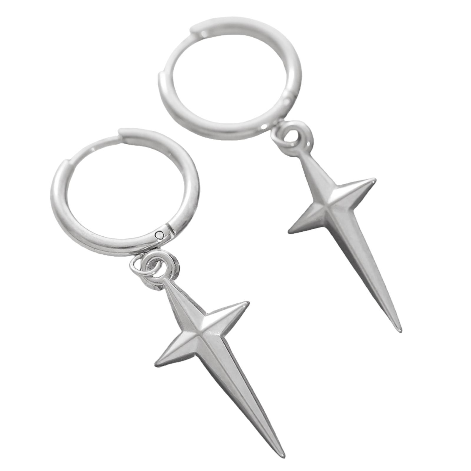 

Маленькие серьги-кольца с дизайном звезды, серьги-подвески, серьги-подвески для женщин, хип-хоп модная бижутерия, сплавная текстура серебряный