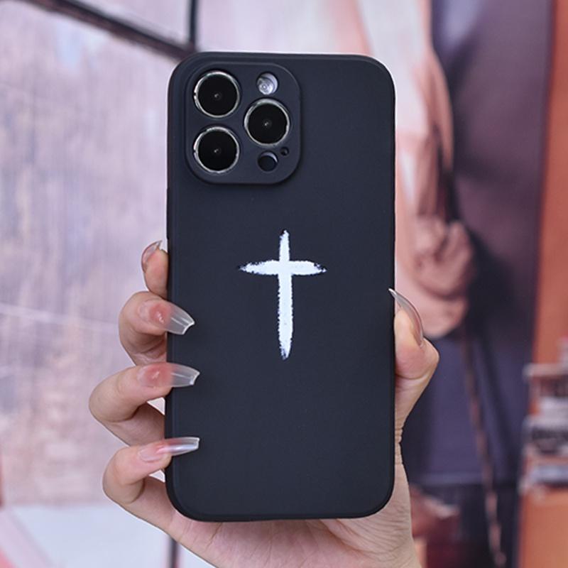 Křížový grafický kryt na telefon pro iPhone 15 14 13 12 11 x XR Xs SE2 SE 8 7 plus pro Max mini silikonový zadní kryt