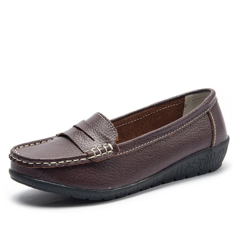 Leather Womens Loafers With Soft Pu Insole For Casual Summer Wear
