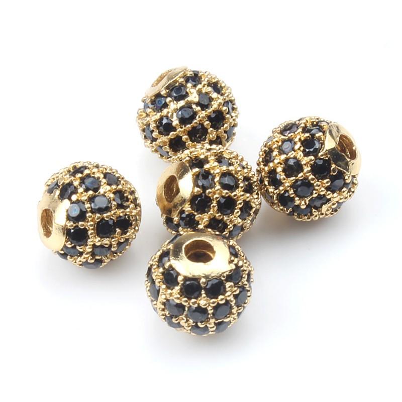 4mm Fashion Metal Brass Micro Pave Crystal CZ Round Space Beads for Jewelry Making Bracelet 3pcs/lot