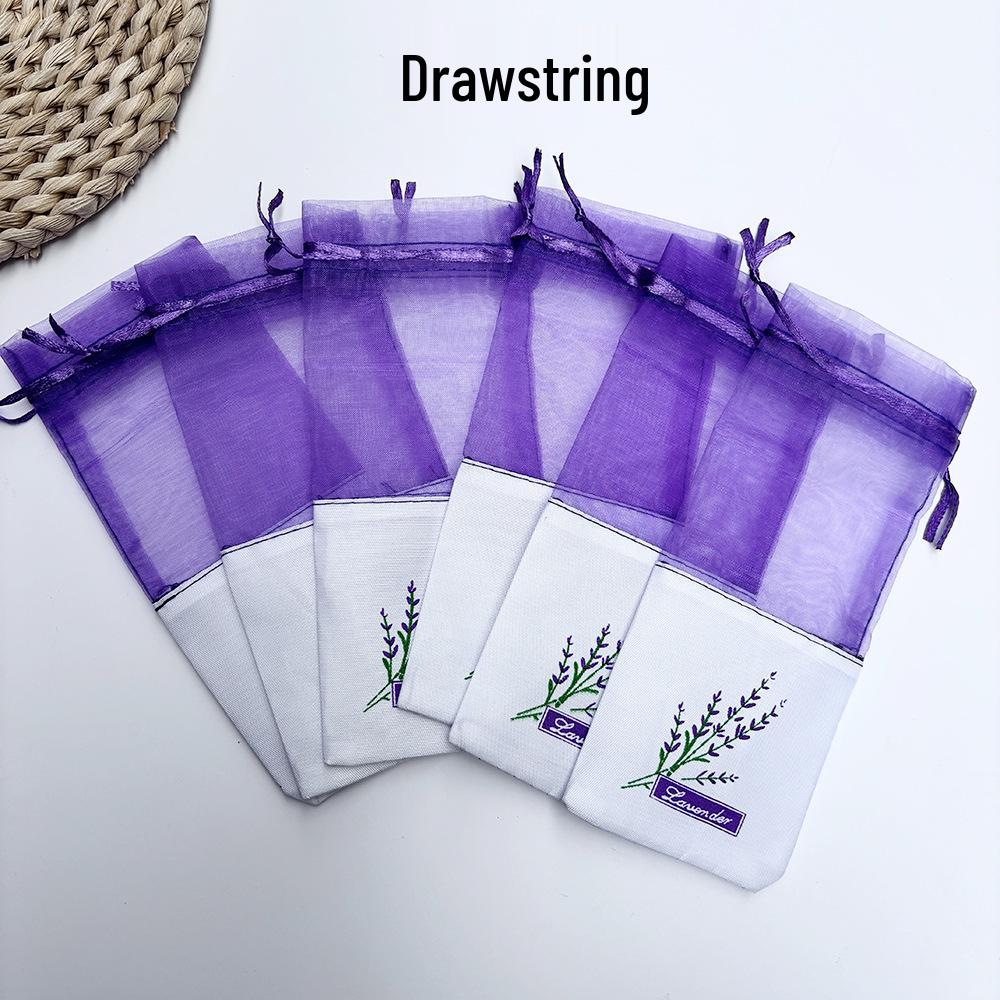 Lavender Drawstring Mesh Bag for Dried Flowers - Purple Cotton Sachet