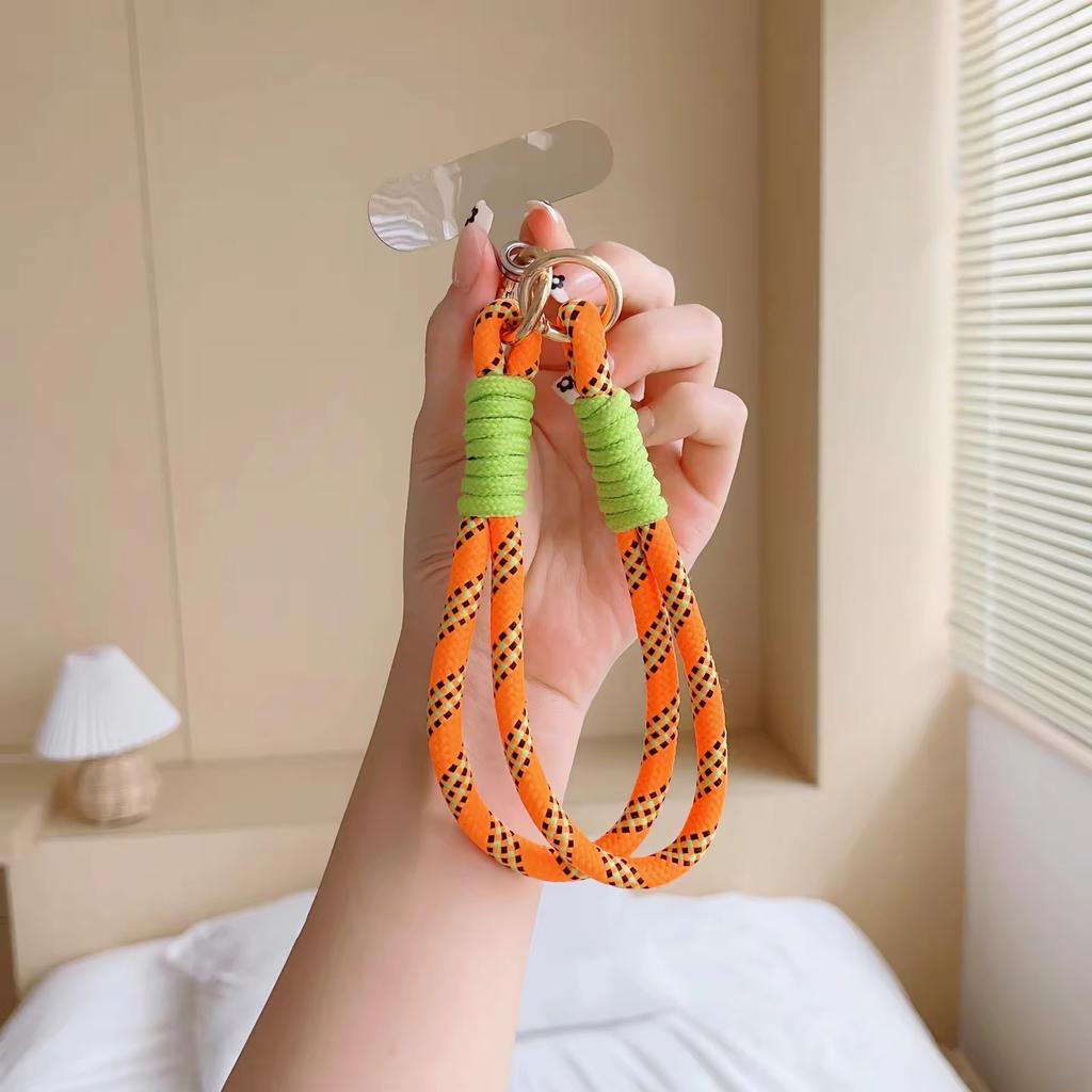 Party Gift Anti Loss Universal Short Wrist Strap with Patch Label Nylon Woven Color Hanging Rope Mobile Phone Lanyard Party Gift