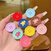 Girl Hairpin Contrasting Color Design Button Shape Hair Clip Non-irritating Side Bang Hair Pin Hair Accessory