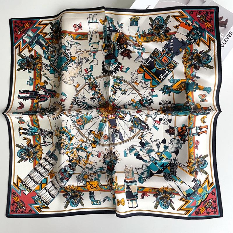 53Cm Pony Pattern Scarf Women Spring And Summer Thin Silk Square Scarf Fashionable And Versatile Bag Packaging Decoration Scarfs