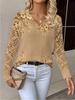 Neues bedrucktes V-Ausschnitt-Oberteil Damen beliebter Pullover Langarm Frühling und Herbst Pullover