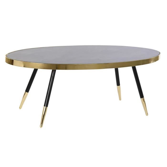 Table Basse - Urban - Doré, Noir - Verre Et Acier