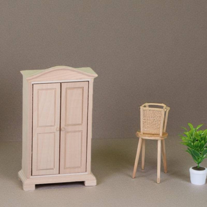 Dollhouse Miniature Furniture With Wooden Material For Rustic Bedroom Decor
