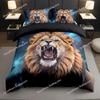 Lion Duvet Cover Set Safari Bedding Set Wildlife Hunting Polyester Double Queen King Size Quilt Cover for Kids Teens 3D Print