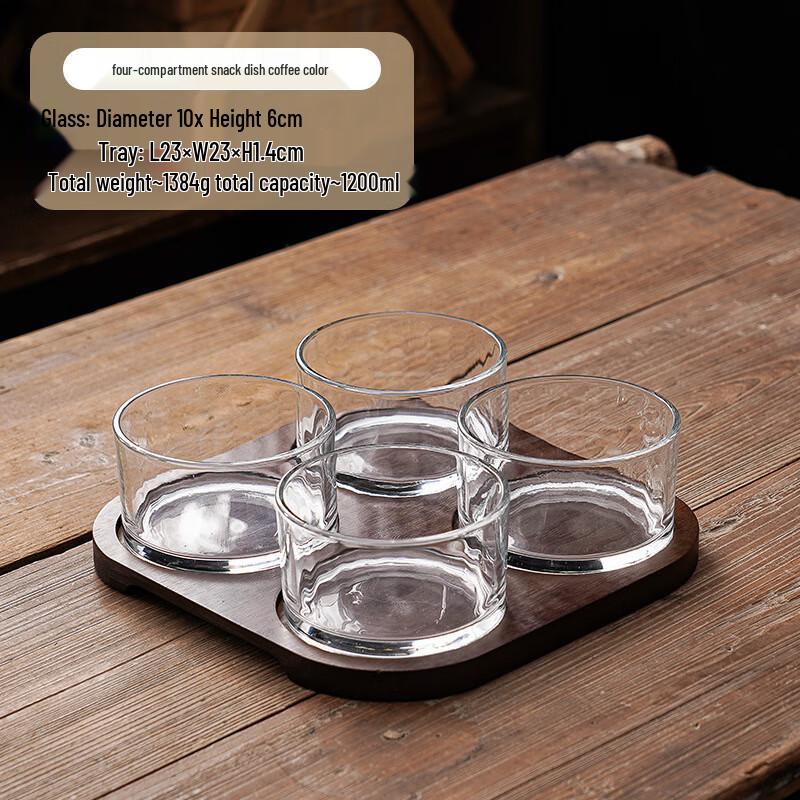 ME Divided Glass & Bamboo Snack Plate 1 Set