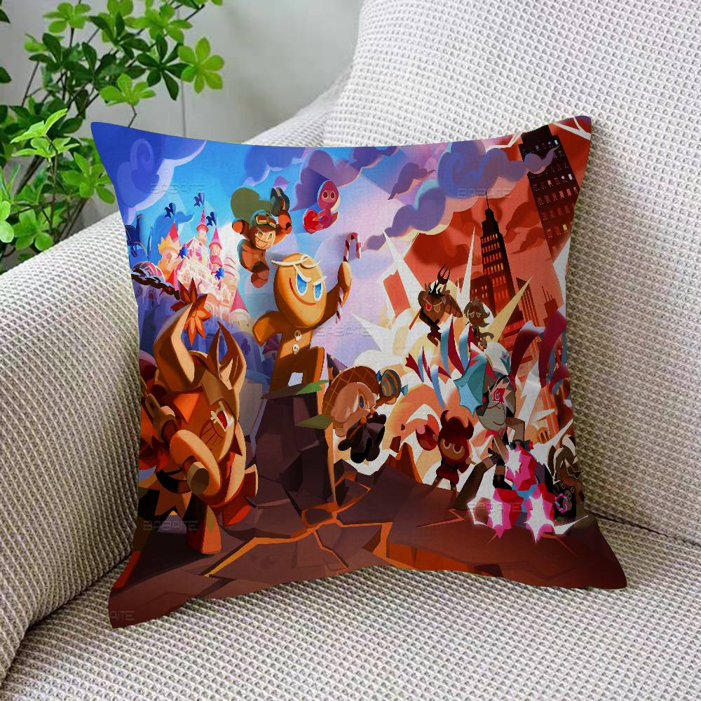 Anime Cookie Run K-Kingdom Cushion Cover Car Throw Pillow Case For Sofa Car Christmas Gift 40x40cm 45x45cm