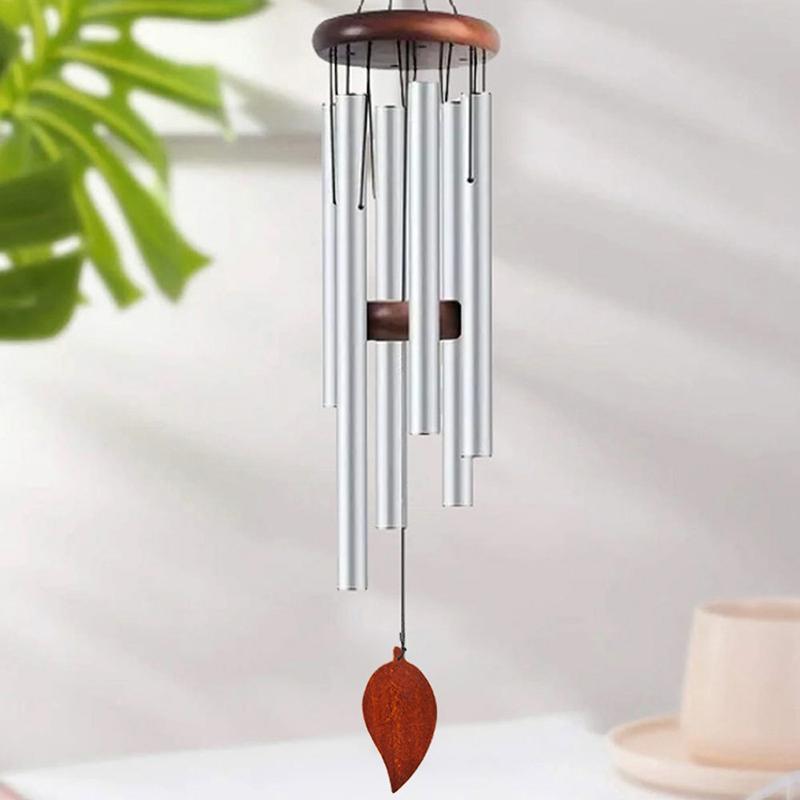 26 Inch Aluminum Pipe Wind Chimes With Wooden Hanging Tag Farmhouses Terraces Gardens Balcony Corridor Decoration
