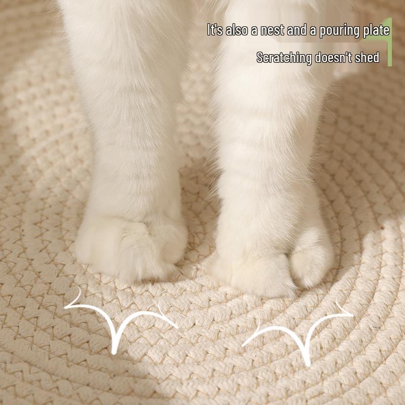 Hand-Woven Round Rattan Pet Bed - Japanese Cattail Cool Mat for Cats and Dogs