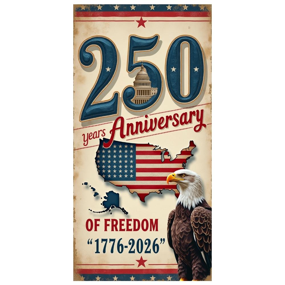 Patriotic Backdrop Vintage  250th Anniversary Banner Patriotic Display Star Decoration Independence Day Banner
