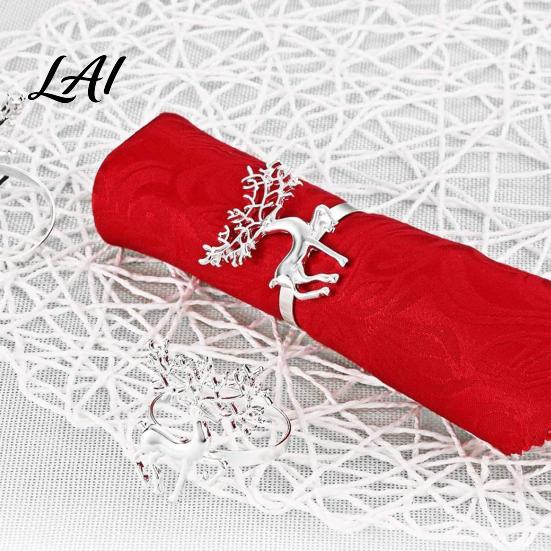 Metal Napkin Holders for Table Christmas Deer Ring Alloy Elk Holder Holiday Elegant Settings New Year Ring Winter Party Festive Dining Decoration